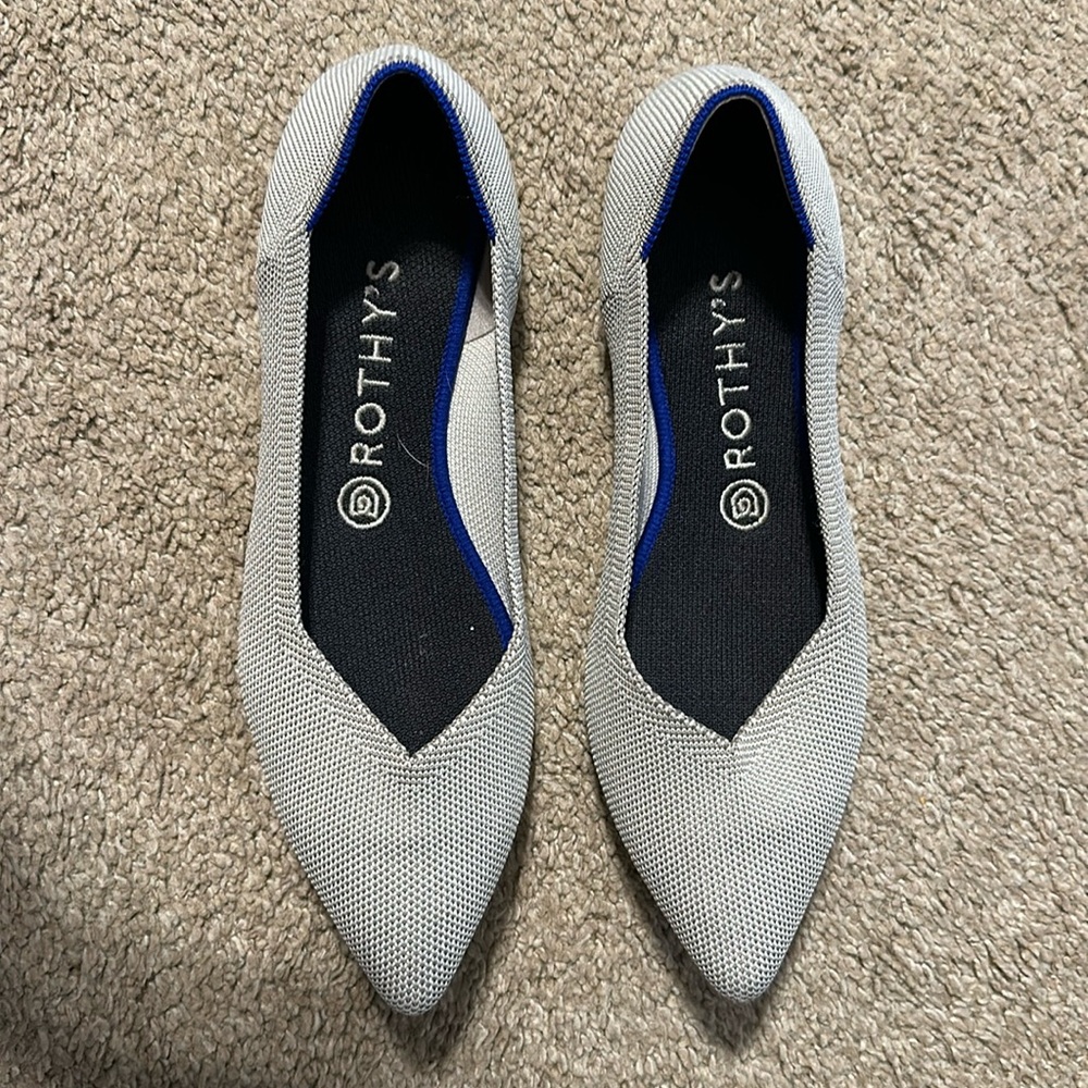 Rothy's Birdseye Gray The Point Flats Slip On Shoes Sz 9